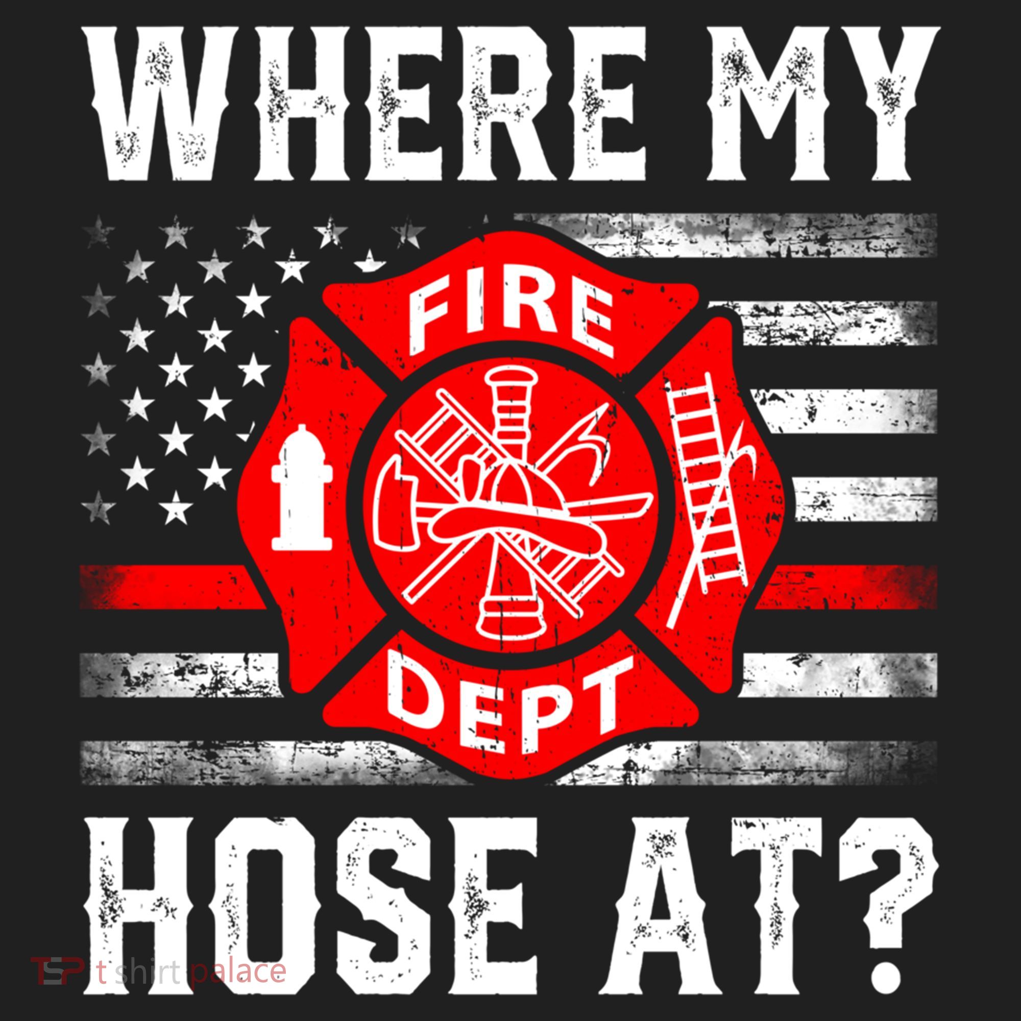 Where My Hose At Firefighter Fire Patriotic Usa Flag Gift Beanie