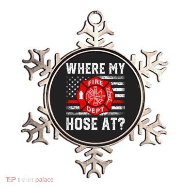 Where My Hose At Firefighter Fire Patriotic Usa Flag Gift Ornament