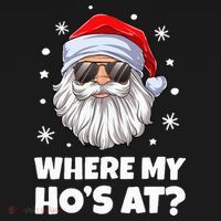 Where My Ho's At Funny Christmas Santa Inappropriate Long Sleeve Shirt thumb 2