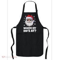 Where My Ho's At Funny Christmas Santa Inappropriate Apron thumb 0