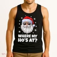 Where My Ho's At Funny Christmas Santa Inappropriate Tank Top thumb 3