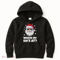 Where My Ho's At Funny Christmas Santa Inappropriate Kids Hoodie thumb 0
