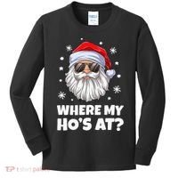 Where My Ho's At Funny Christmas Santa Inappropriate Kids Long Sleeve Shirt thumb 0