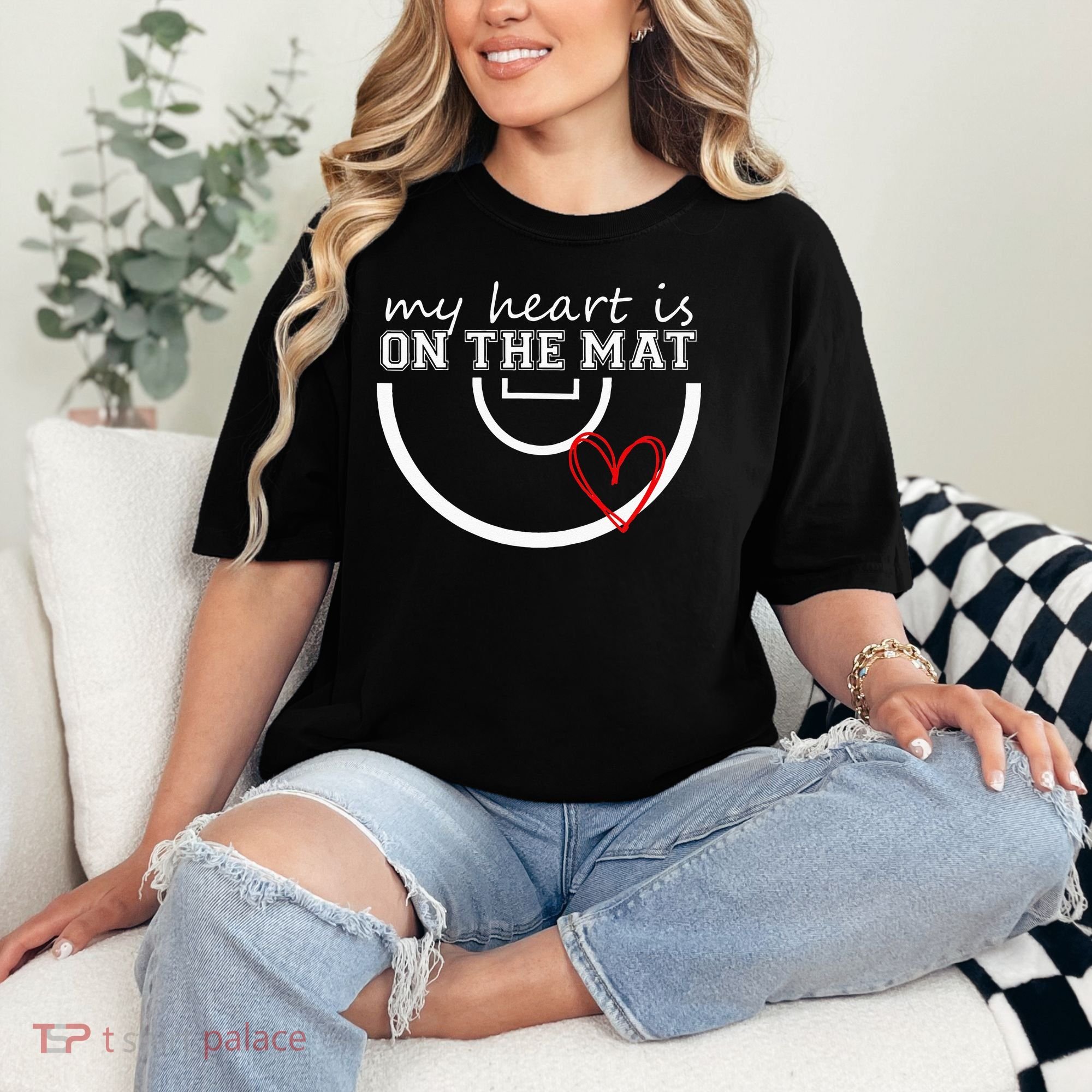 Wrestling My Heart Is On Mat Mom Wrestle Cricut Comfort Colors T-Shirt