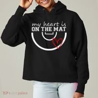 Wrestling My Heart Is On Mat Mom Wrestle Cricut Ladies Heavyweight Boxy Pullover Hoodie thumb 0