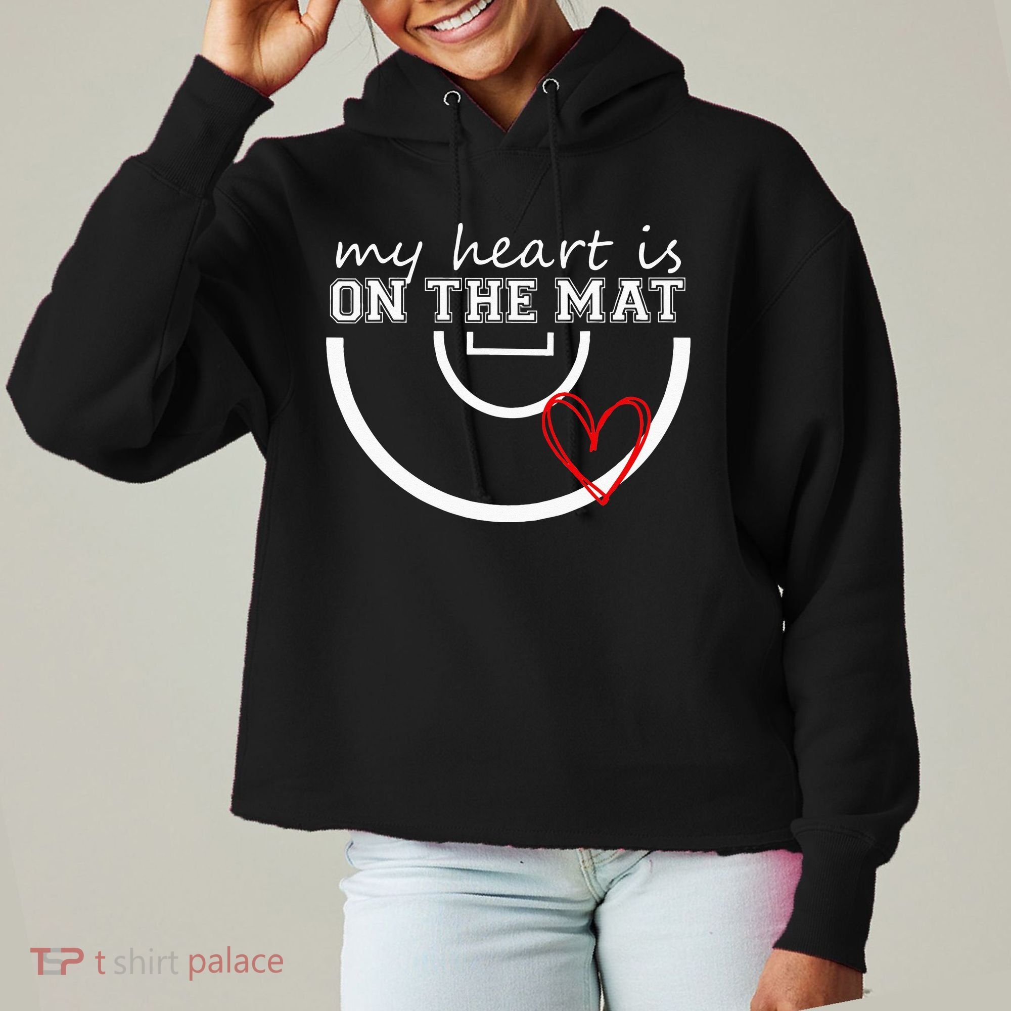 Wrestling My Heart Is On Mat Mom Wrestle Cricut Ladies Heavyweight Boxy Pullover Hoodie