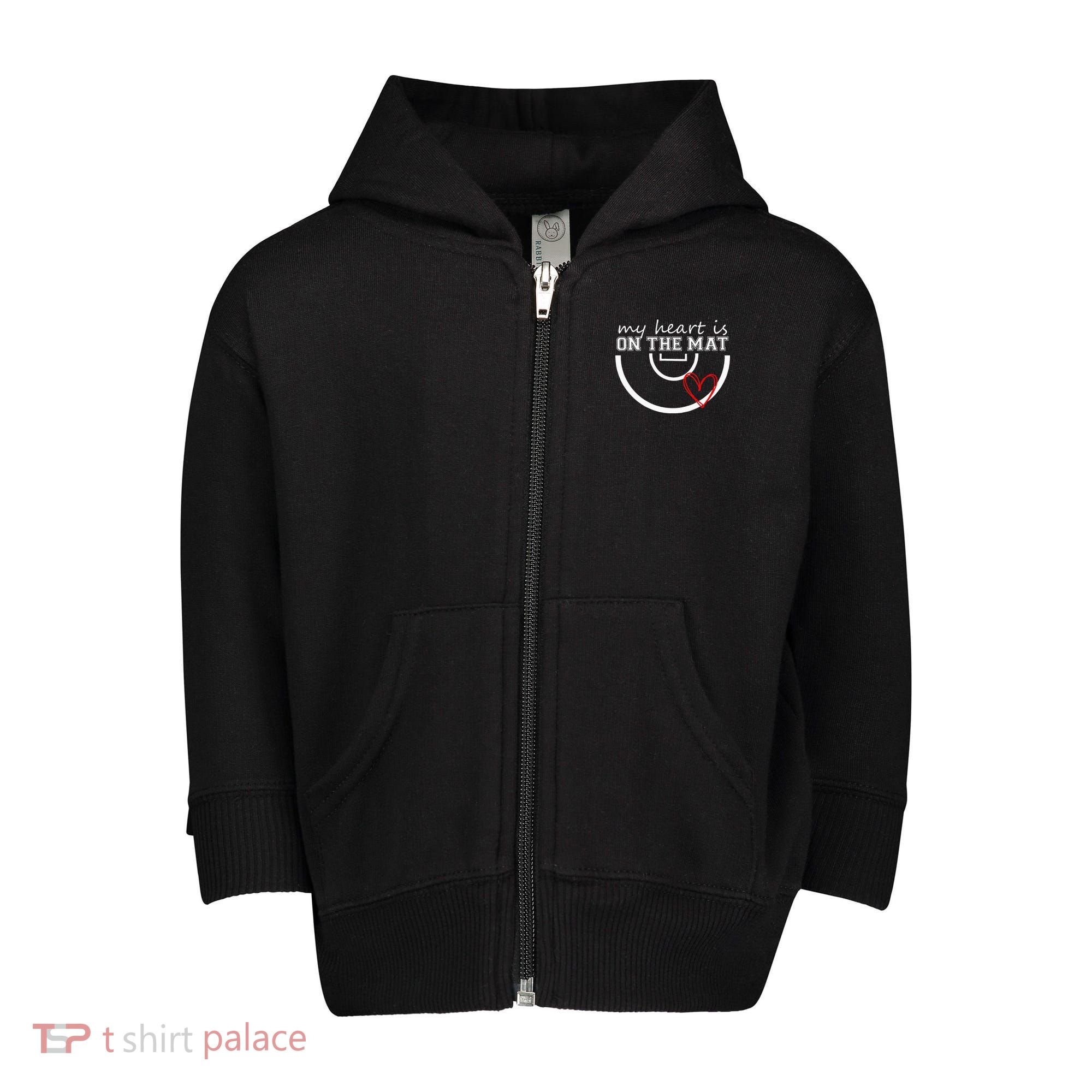 Wrestling My Heart Is On Mat Mom Wrestle Cricut Toddler Zip Fleece Hoodie