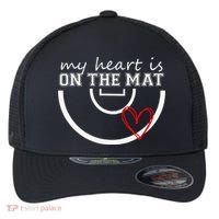 Wrestling My Heart Is On Mat Mom Wrestle Cricut Flexfit Unipanel Trucker Cap thumb 0