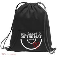 Wrestling My Heart Is On Mat Mom Wrestle Cricut Sweatshirt Cinch Pack Bag thumb 0