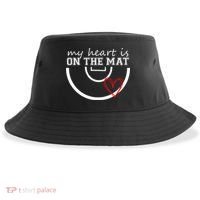 Wrestling My Heart Is On Mat Mom Wrestle Cricut Sustainable Bucket Hat thumb 0