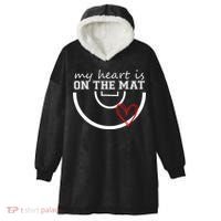 Wrestling My Heart Is On Mat Mom Wrestle Cricut Hooded Wearable Blanket thumb 0