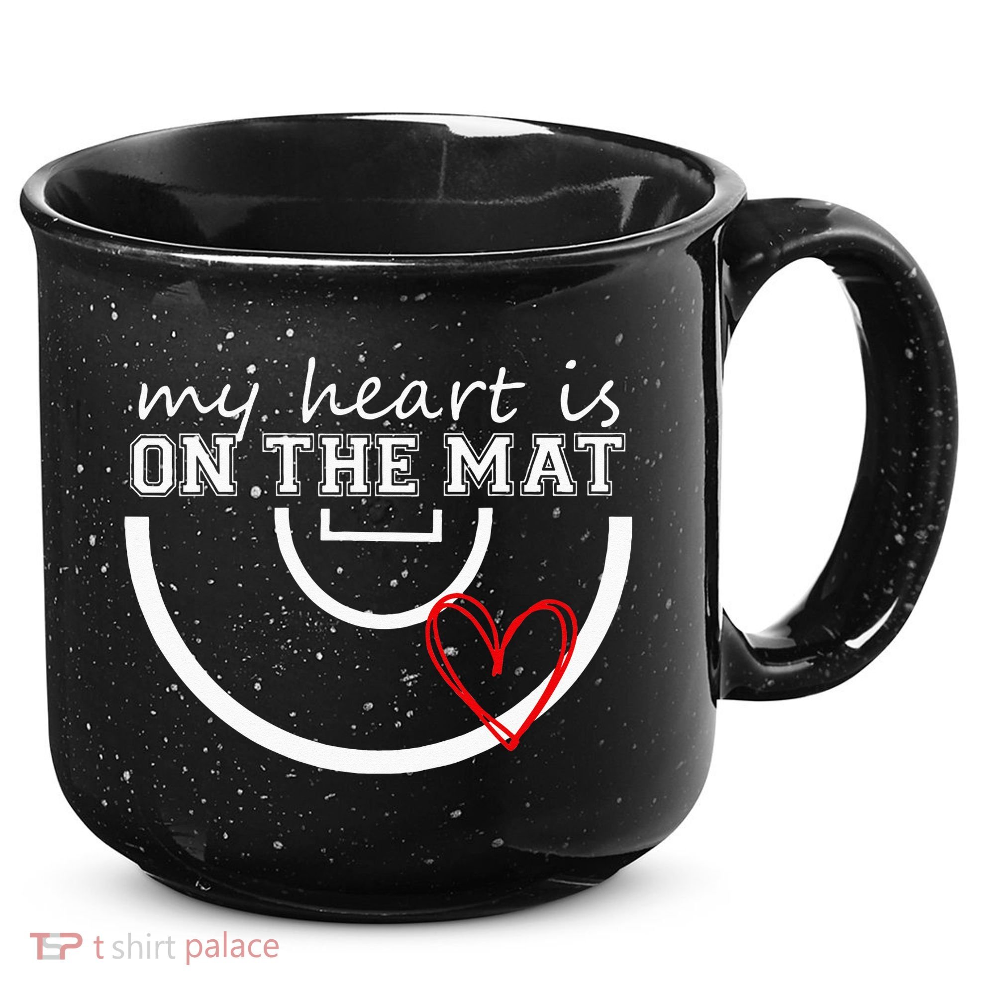 Wrestling My Heart Is On Mat Mom Wrestle Cricut 15oz Campfire Ceramic Mug