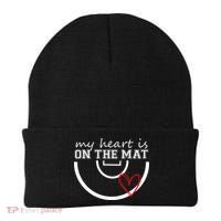 Wrestling My Heart Is On Mat Mom Wrestle Cricut Beanie thumb 0