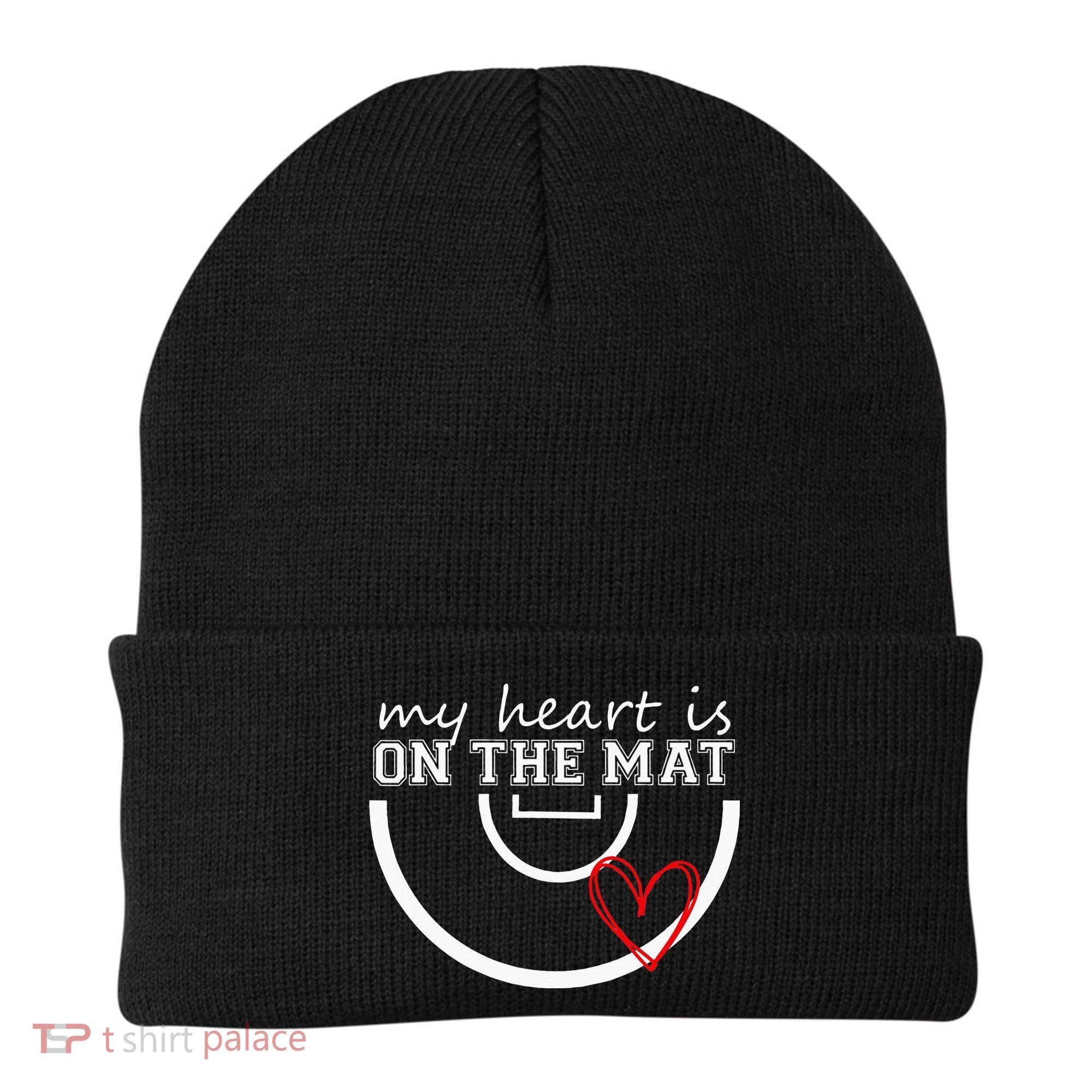 Wrestling My Heart Is On Mat Mom Wrestle Cricut Beanie