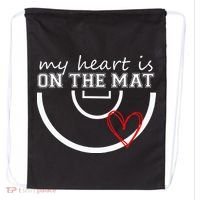 Wrestling My Heart Is On Mat Mom Wrestle Cricut Drawstring Bag thumb 0