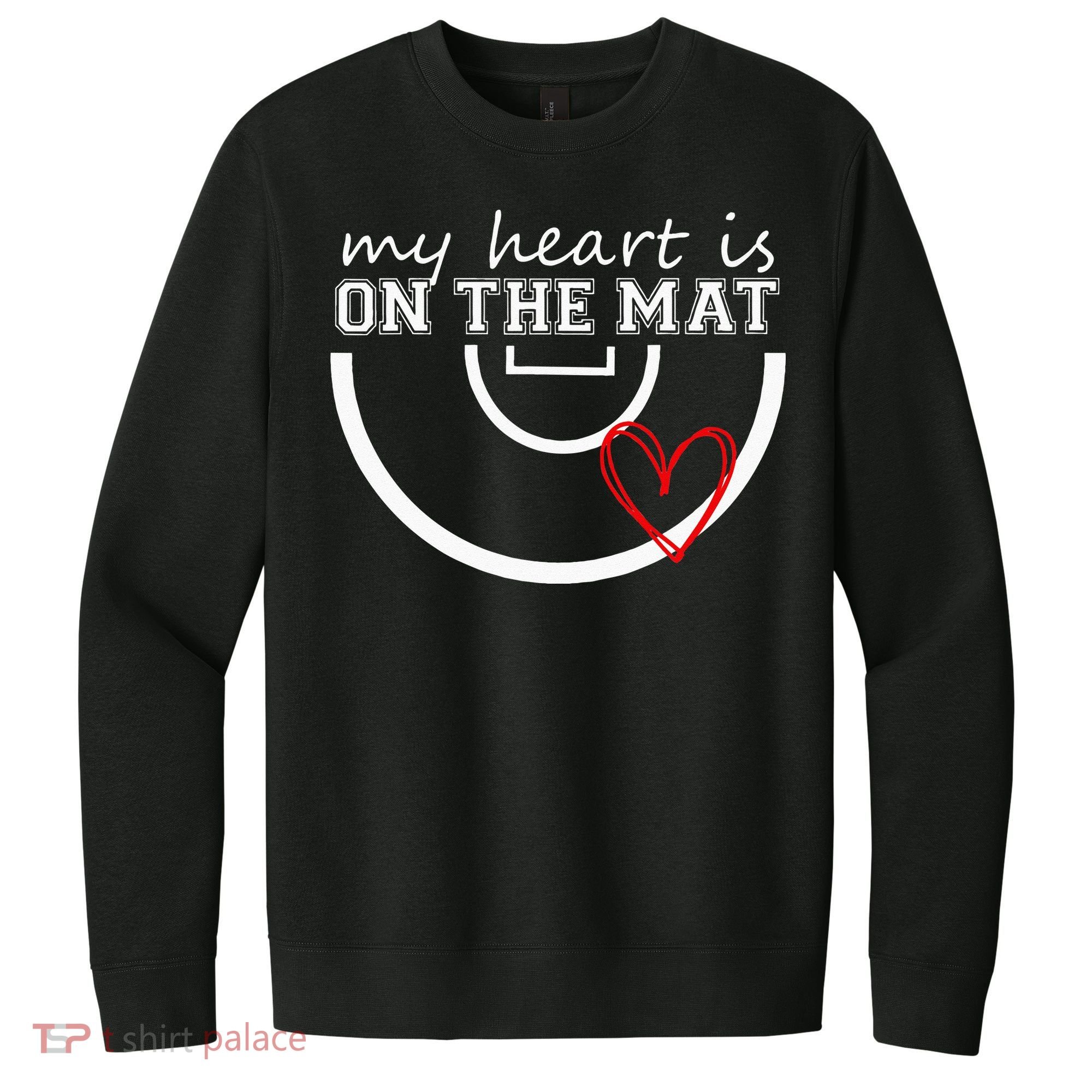 Wrestling My Heart Is On Mat Mom Wrestle Cricut V.I.T. Fleece Crew Sweatshirt
