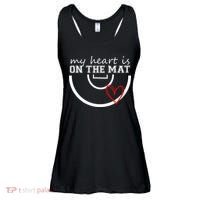Wrestling My Heart Is On Mat Mom Wrestle Cricut Ladies Essential Flowy Tank thumb 0