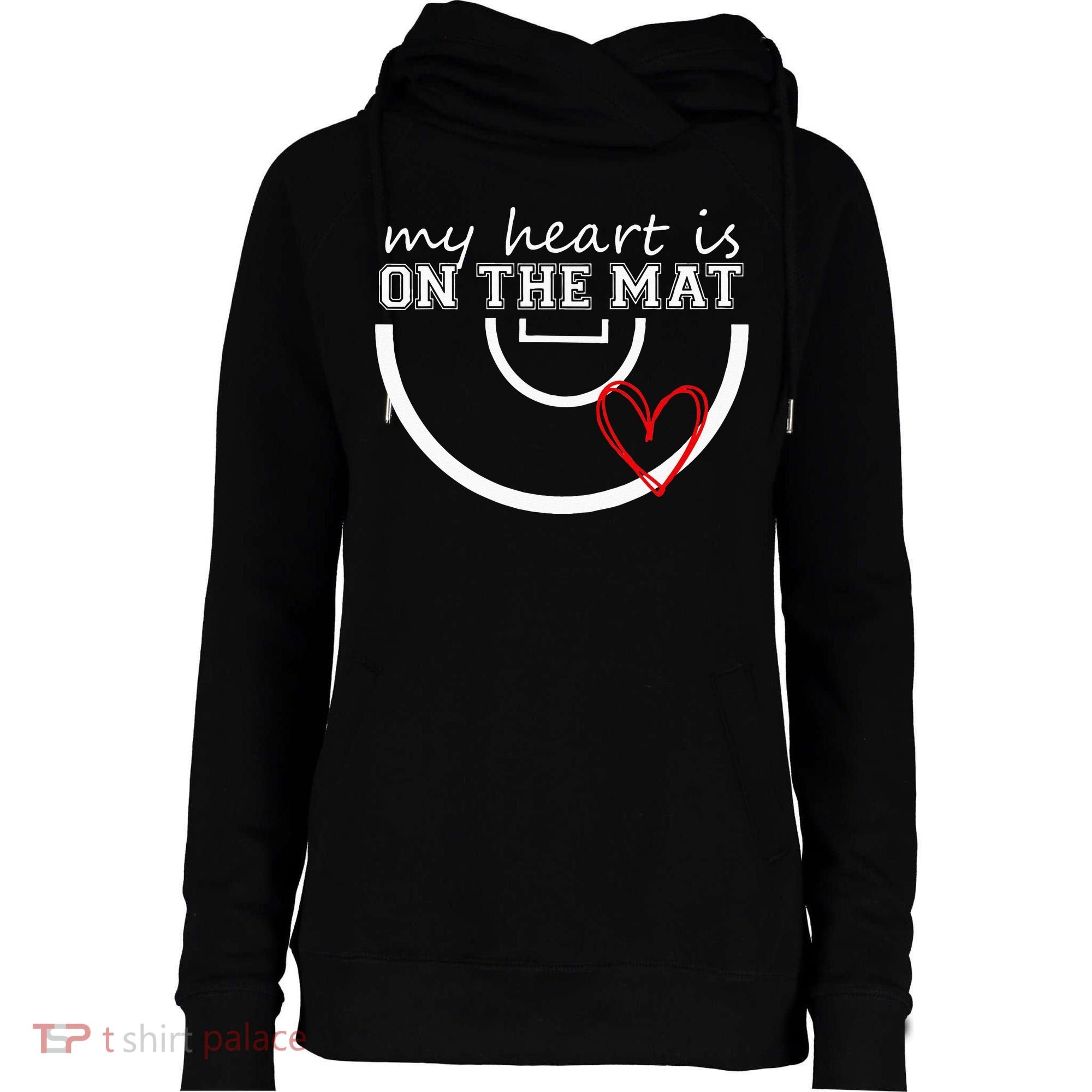 Wrestling My Heart Is On Mat Mom Wrestle Cricut Womens Funnel Neck Pullover Hood
