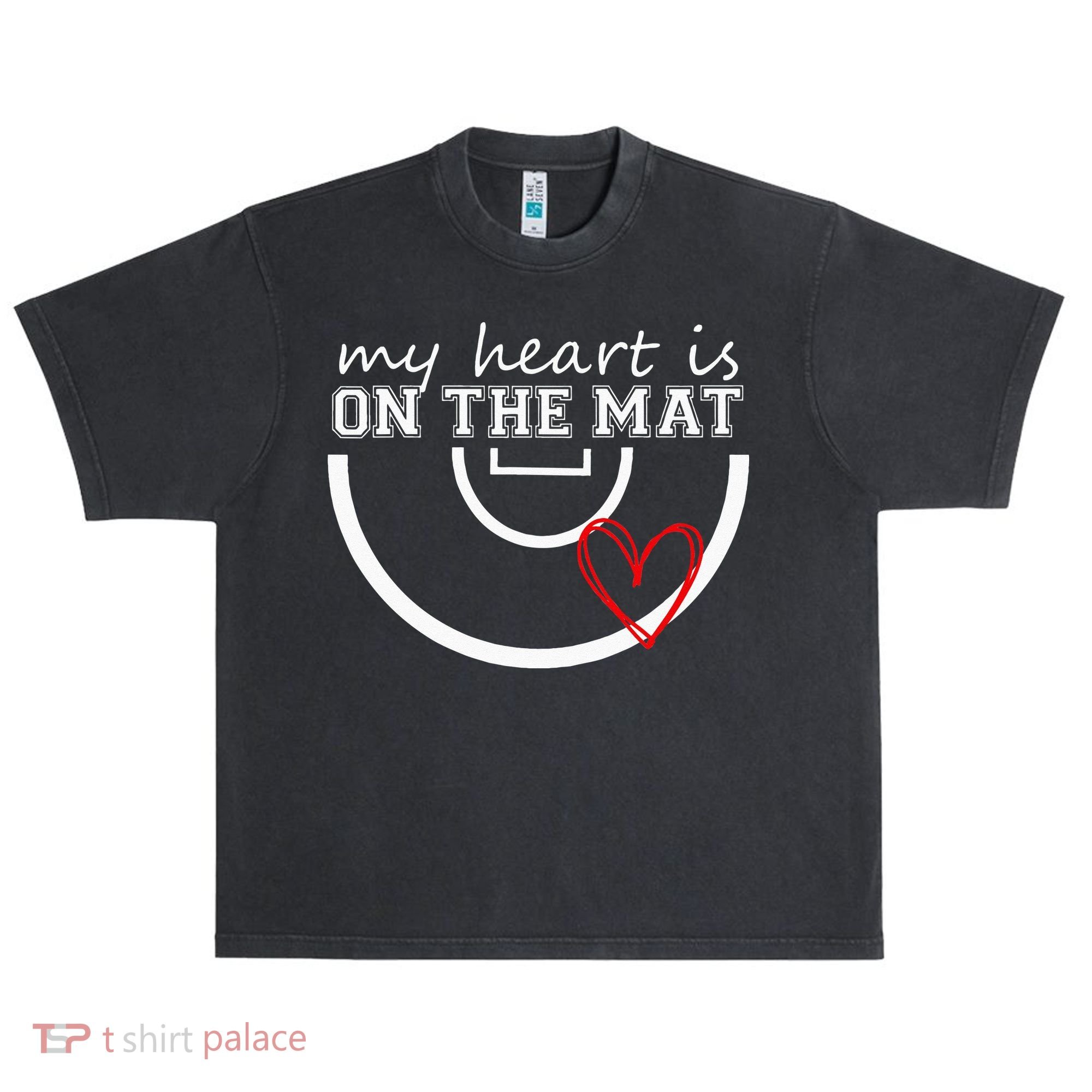 Wrestling My Heart Is On Mat Mom Wrestle Cricut Urban Oversized Heavyweight T-Shirt