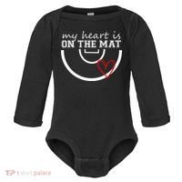 Wrestling My Heart Is On Mat Mom Wrestle Cricut Baby Long Sleeve Bodysuit thumb 0
