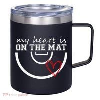 Wrestling My Heart Is On Mat Mom Wrestle Cricut 12oz Stainless Steel Coffee Mug thumb 0