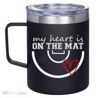 Wrestling My Heart Is On Mat Mom Wrestle Cricut 12oz Stainless Steel Coffee Mug thumb 2