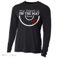 Wrestling My Heart Is On Mat Mom Wrestle Cricut Cooling Performance Long Sleeve Crew thumb 0
