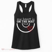 Wrestling My Heart Is On Mat Mom Wrestle Cricut Women's Tank Top thumb 0