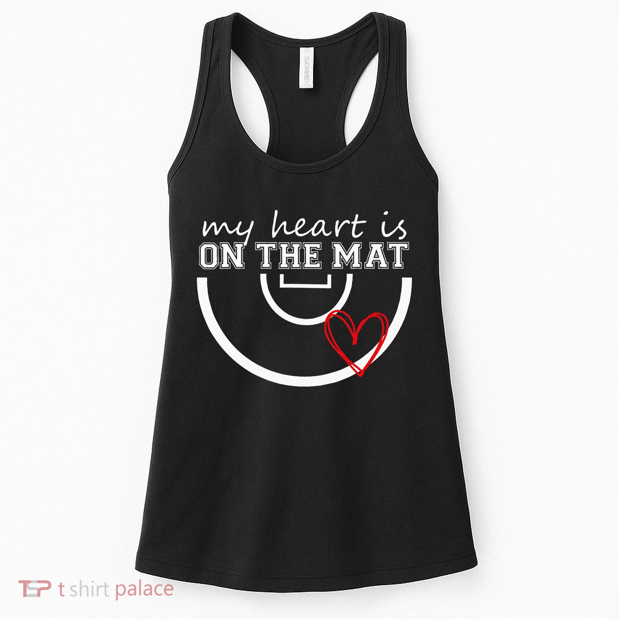 Wrestling My Heart Is On Mat Mom Wrestle Cricut Women's Tank Top