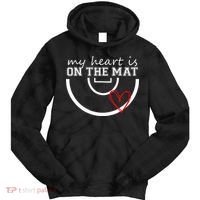 Wrestling My Heart Is On Mat Mom Wrestle Cricut Tie Dye Hoodie thumb 0