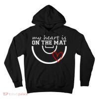 Wrestling My Heart Is On Mat Mom Wrestle Cricut Tall Hoodie thumb 0