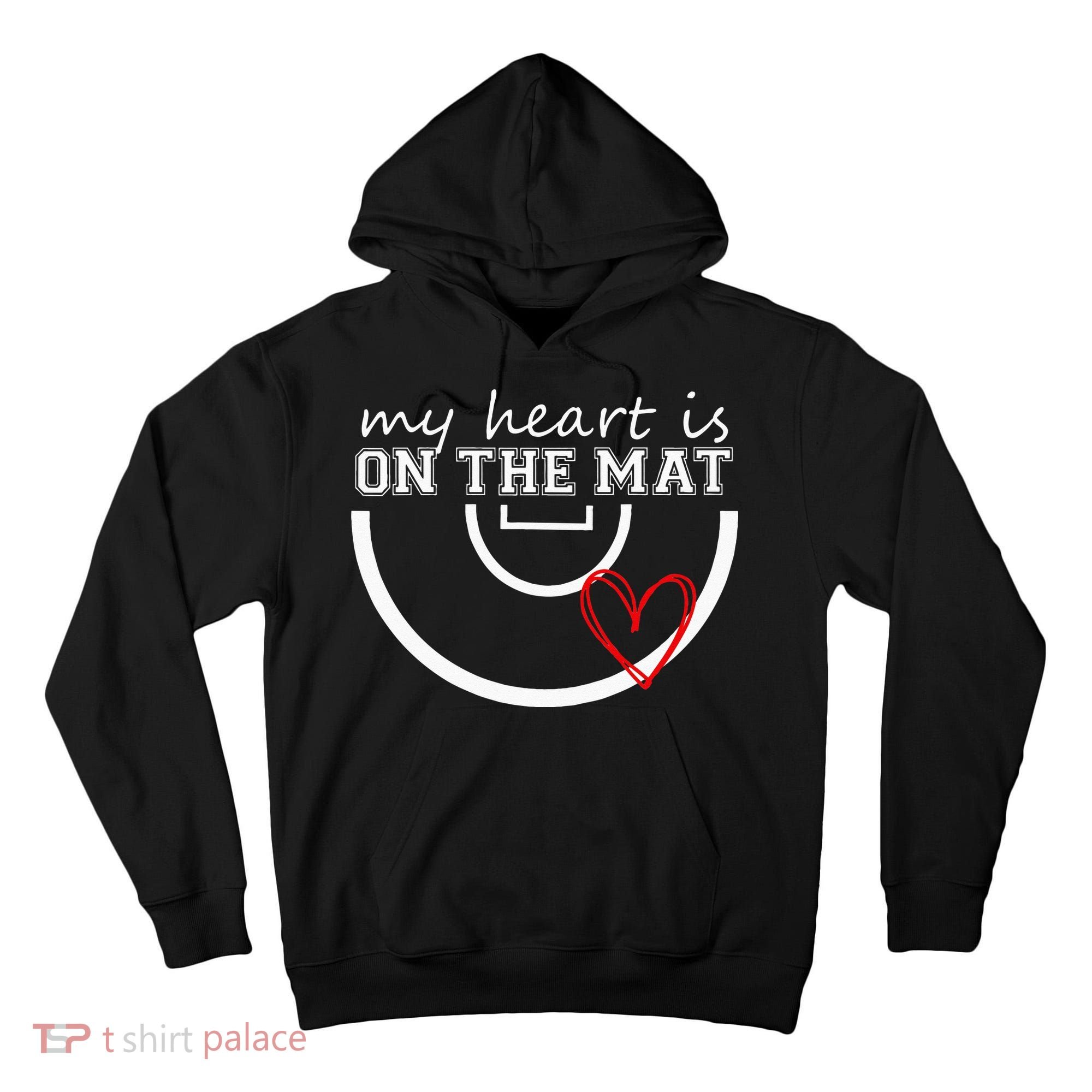 Wrestling My Heart Is On Mat Mom Wrestle Cricut Tall Hoodie