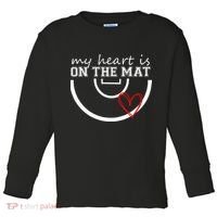 Wrestling My Heart Is On Mat Mom Wrestle Cricut Toddler Long Sleeve Shirt thumb 0