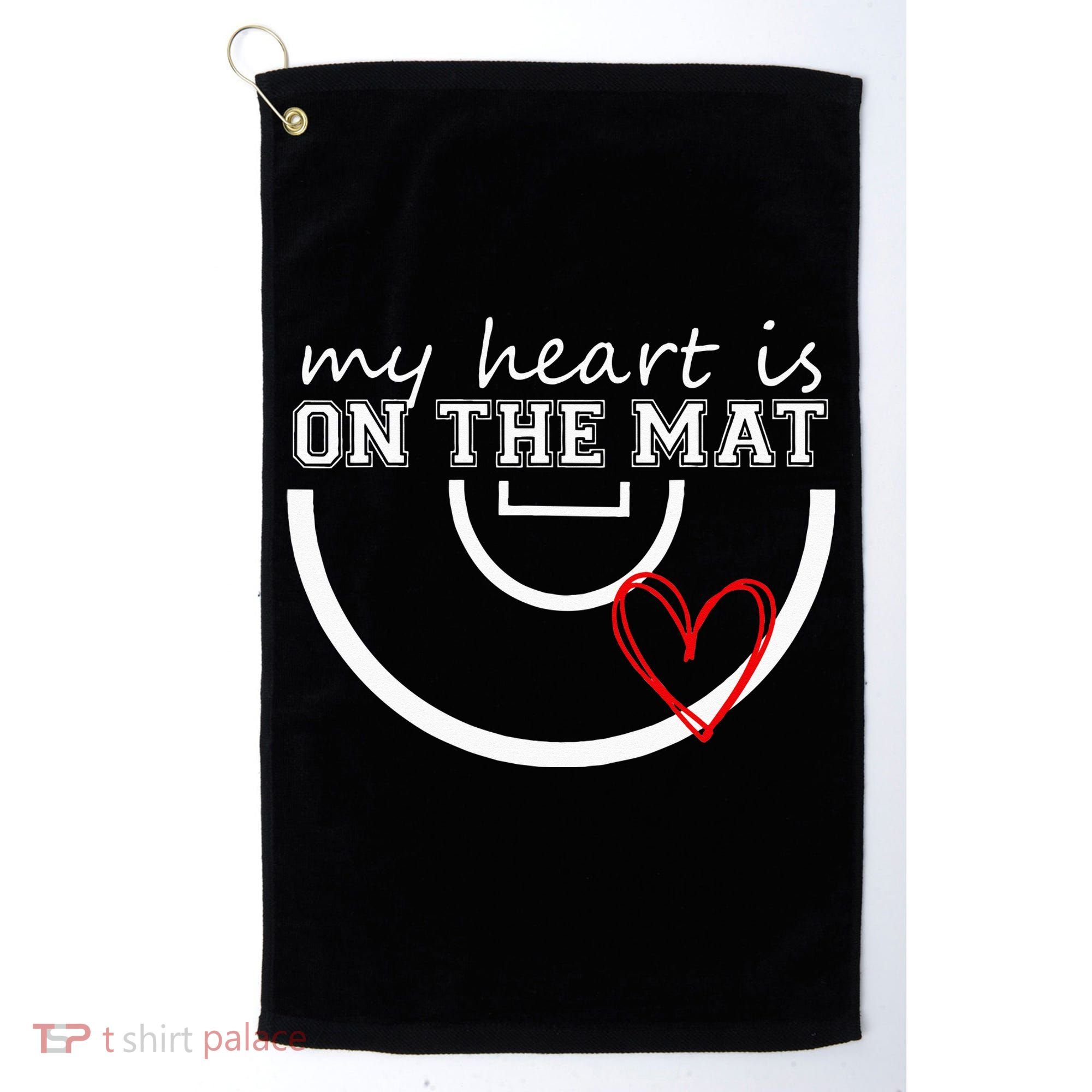 Wrestling My Heart Is On Mat Mom Wrestle Cricut Golf Towel