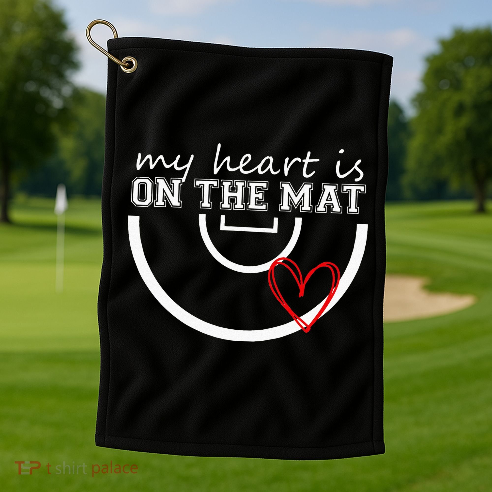 Wrestling My Heart Is On Mat Mom Wrestle Cricut Golf Towel