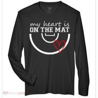 Wrestling My Heart Is On Mat Mom Wrestle Cricut Zone Performance Long-Sleeve T-Shirt thumb 0