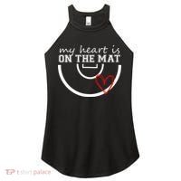 Wrestling My Heart Is On Mat Mom Wrestle Cricut Women's Perfect Tri Rocker Tank thumb 0