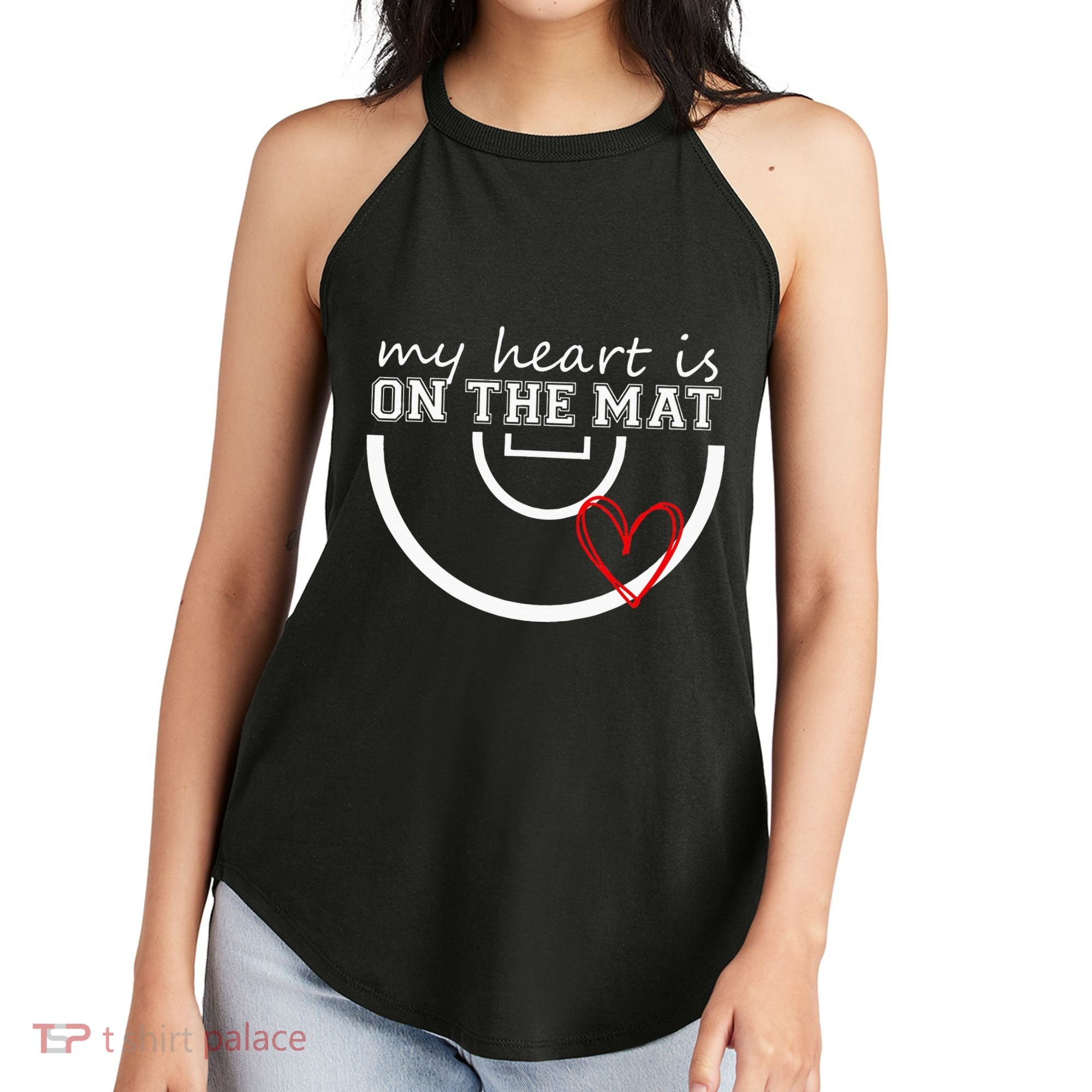 Wrestling My Heart Is On Mat Mom Wrestle Cricut Women's Perfect Tri Rocker Tank