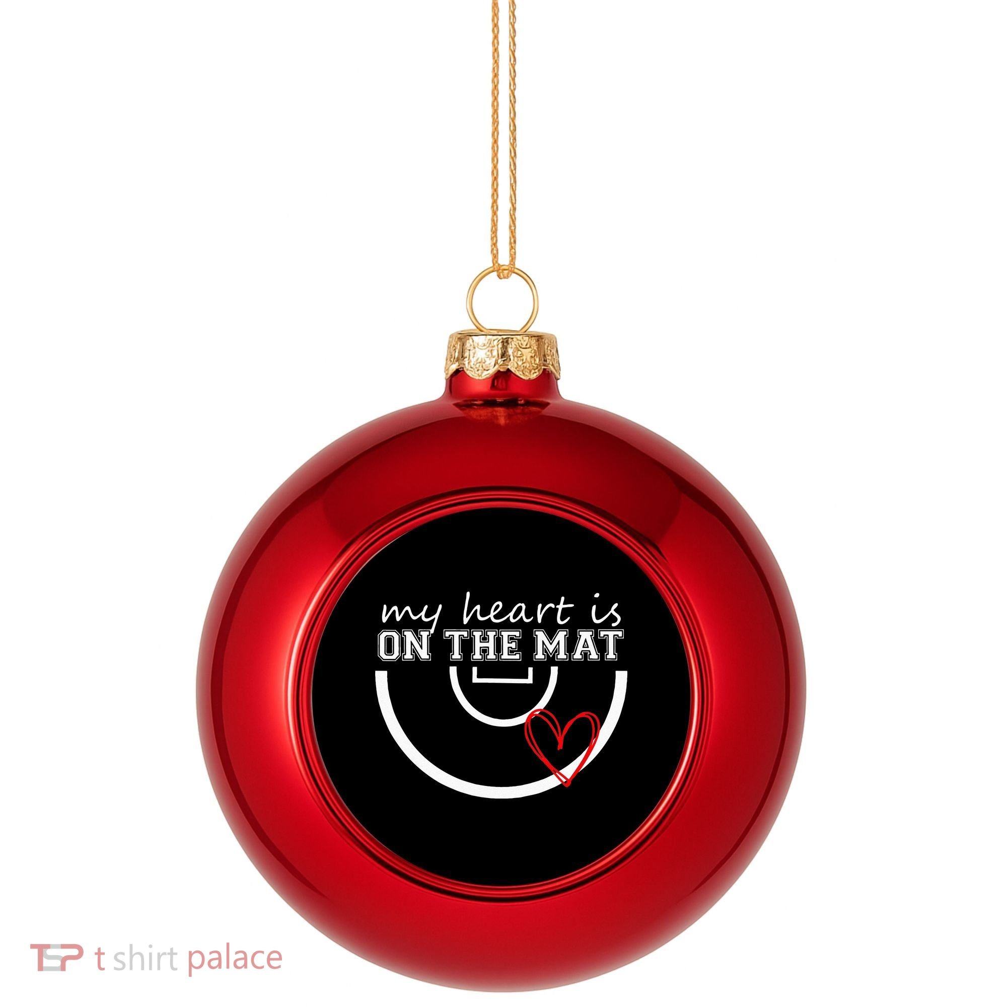 Wrestling My Heart Is On Mat Mom Wrestle Cricut Plastic Christmas Ball Ornament