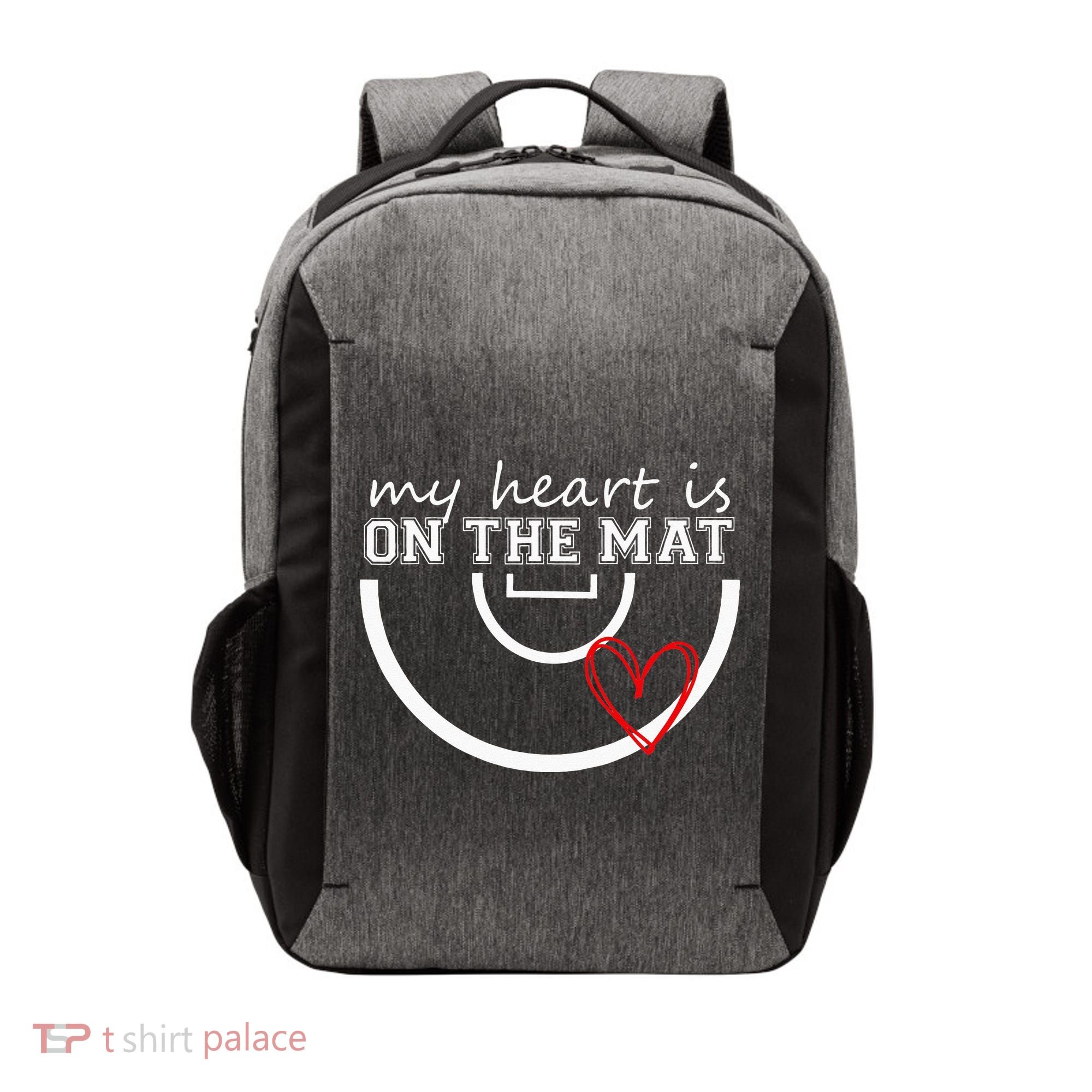 Wrestling My Heart Is On Mat Mom Wrestle Cricut Vector Backpack
