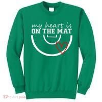 Wrestling My Heart Is On Mat Mom Wrestle Cricut Sweatshirt thumb 0