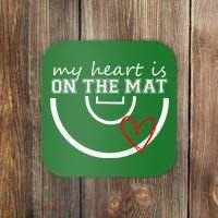 Wrestling My Heart Is On Mat Mom Wrestle Cricut Coaster thumb 0