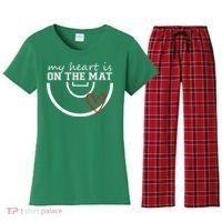 Wrestling My Heart Is On Mat Mom Wrestle Cricut Women's Flannel Pajama Set thumb 0