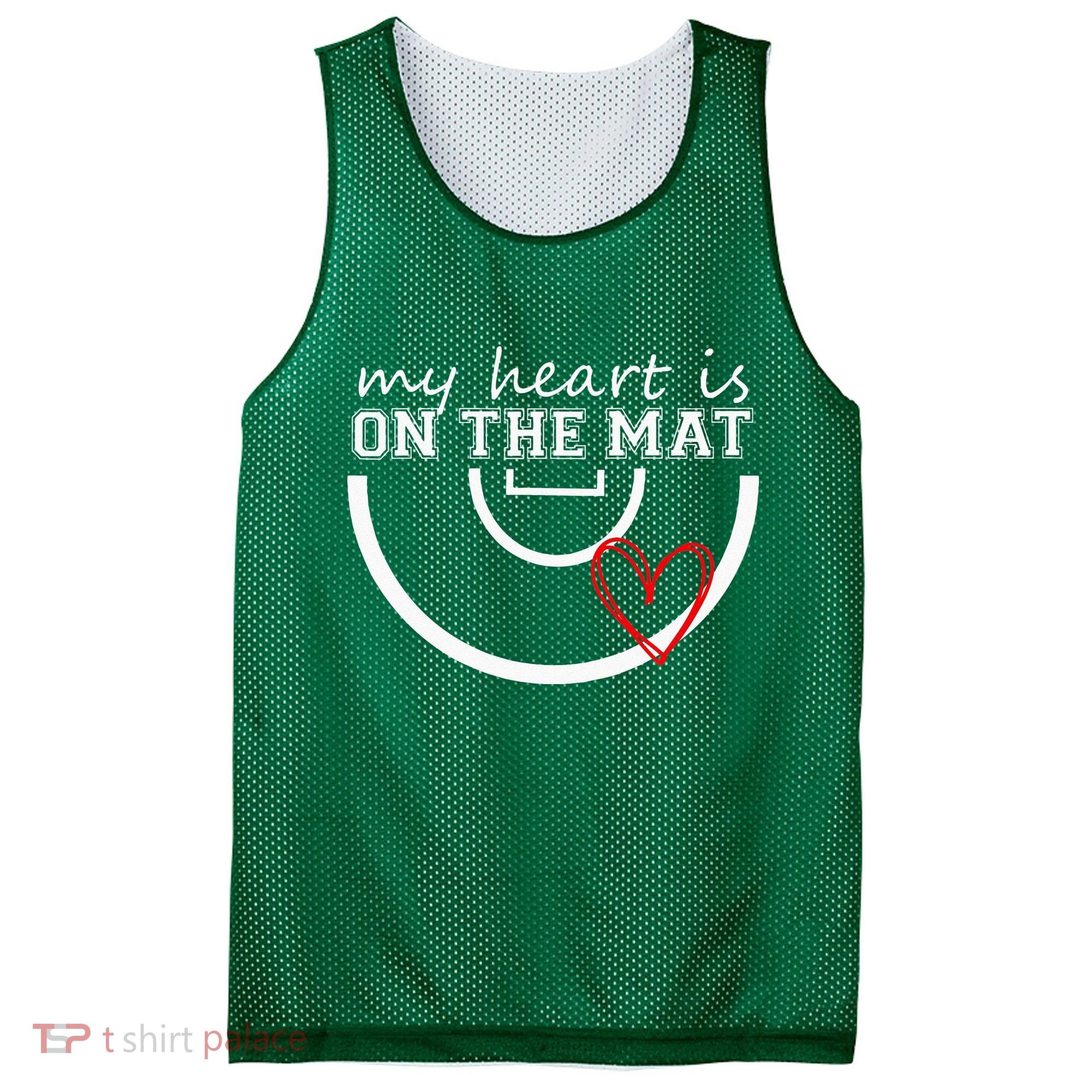 Wrestling My Heart Is On Mat Mom Wrestle Cricut Mesh Reversible Basketball Jersey Tank