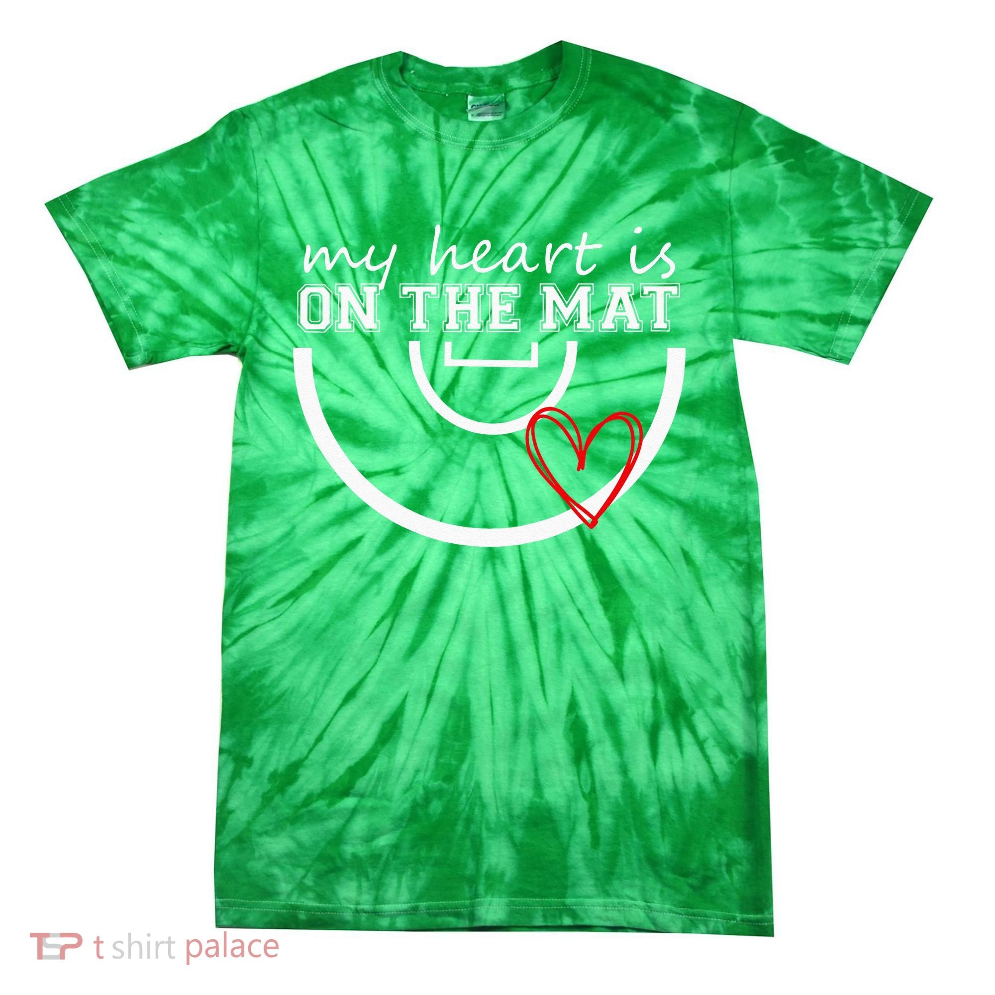 Wrestling My Heart Is On Mat Mom Wrestle Cricut Tie-Dye T-Shirt