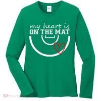 Wrestling My Heart Is On Mat Mom Wrestle Cricut Women's Long Sleeve Shirt thumb 0
