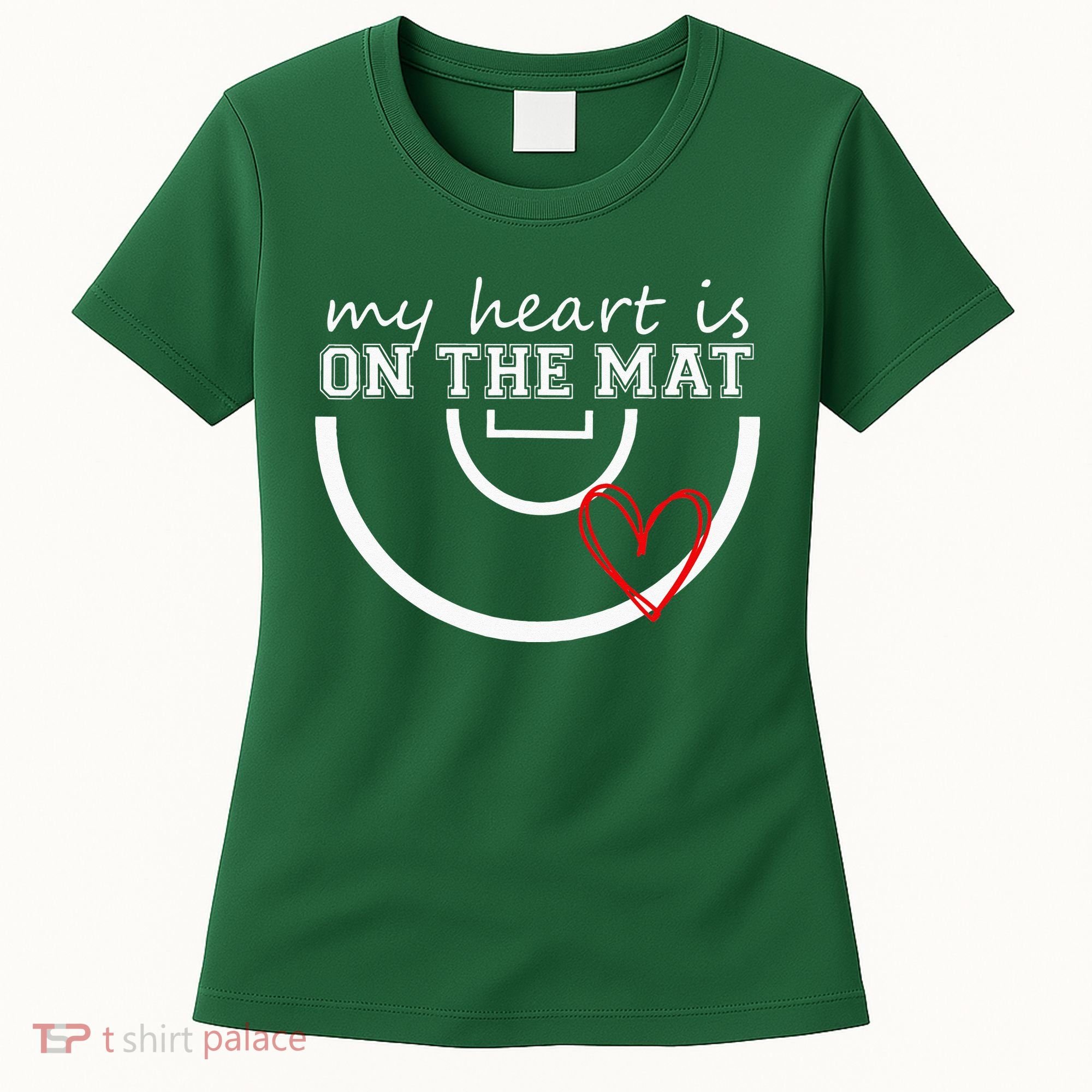 Wrestling My Heart Is On Mat Mom Wrestle Cricut Women's T-Shirt