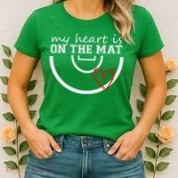 Wrestling My Heart Is On Mat Mom Wrestle Cricut Women's T-Shirt thumb 2