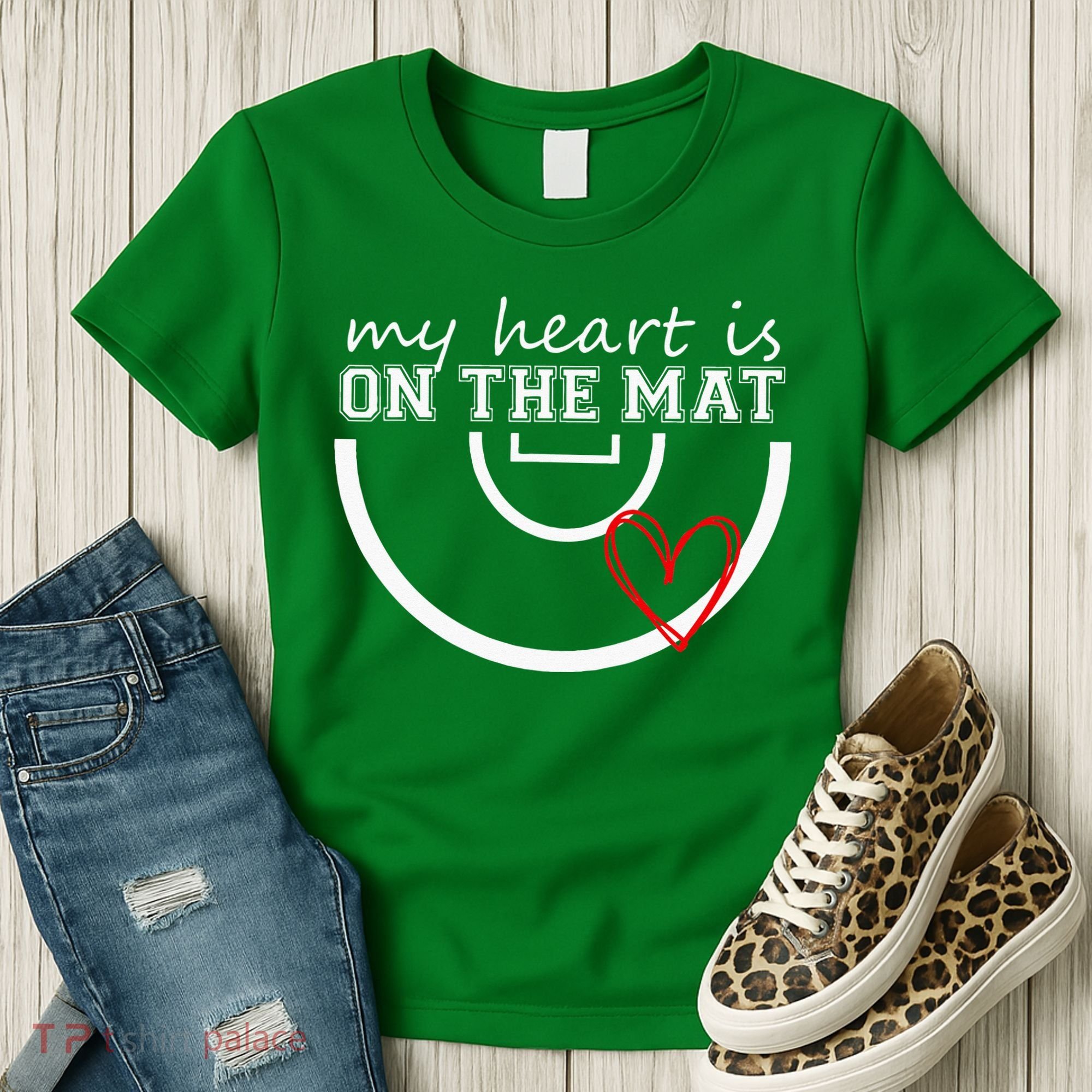 Wrestling My Heart Is On Mat Mom Wrestle Cricut Women's T-Shirt