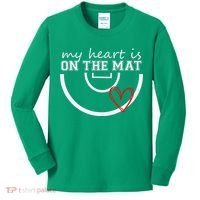 Wrestling My Heart Is On Mat Mom Wrestle Cricut Kids Long Sleeve Shirt thumb 0